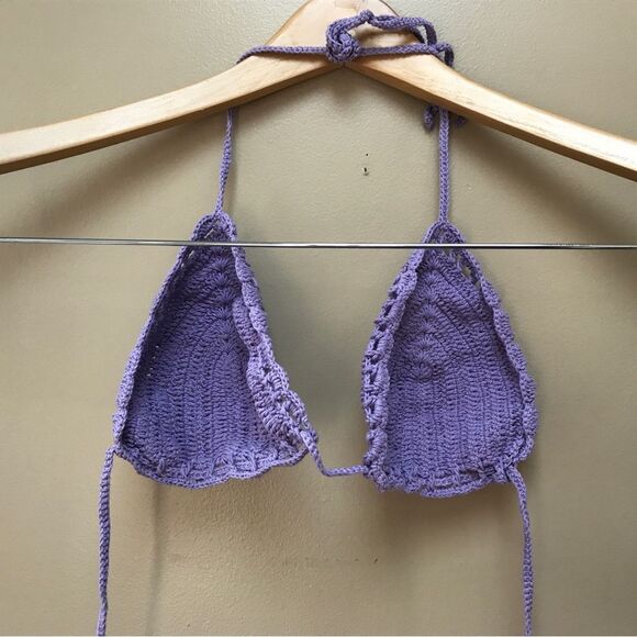 NWOT Handmade Crochet Lavender Bikini Top Bralette (M/L) - Picture 5 of 5